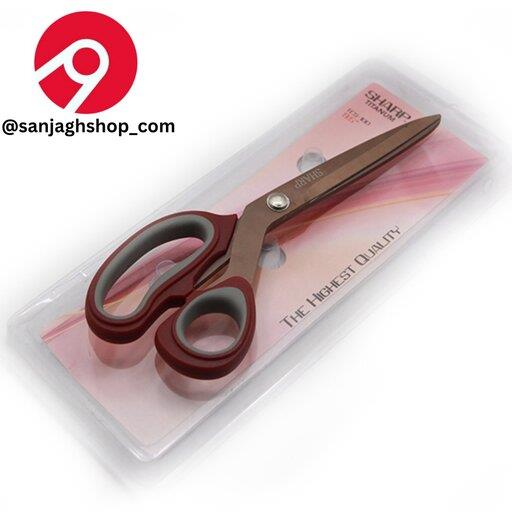 قیچی خیاطی قیچی شارپ قیچی شارپ دسته زرشکی قیچی خیاطی تیتانیوم شارپ